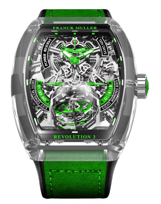 Franck Muller Vanguard Revolution 3 Skeleton Sapphire - Green Review Replica Watch Cheap Price V50 REV 3 PR SQT VR SAPHIRE